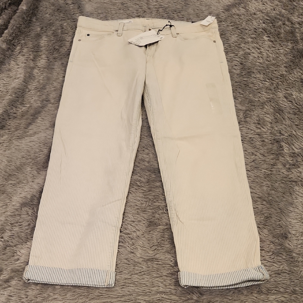 GAP Cream And Blue Striped Ankle & Cropped Women Jeans Size 30, New With Tags!